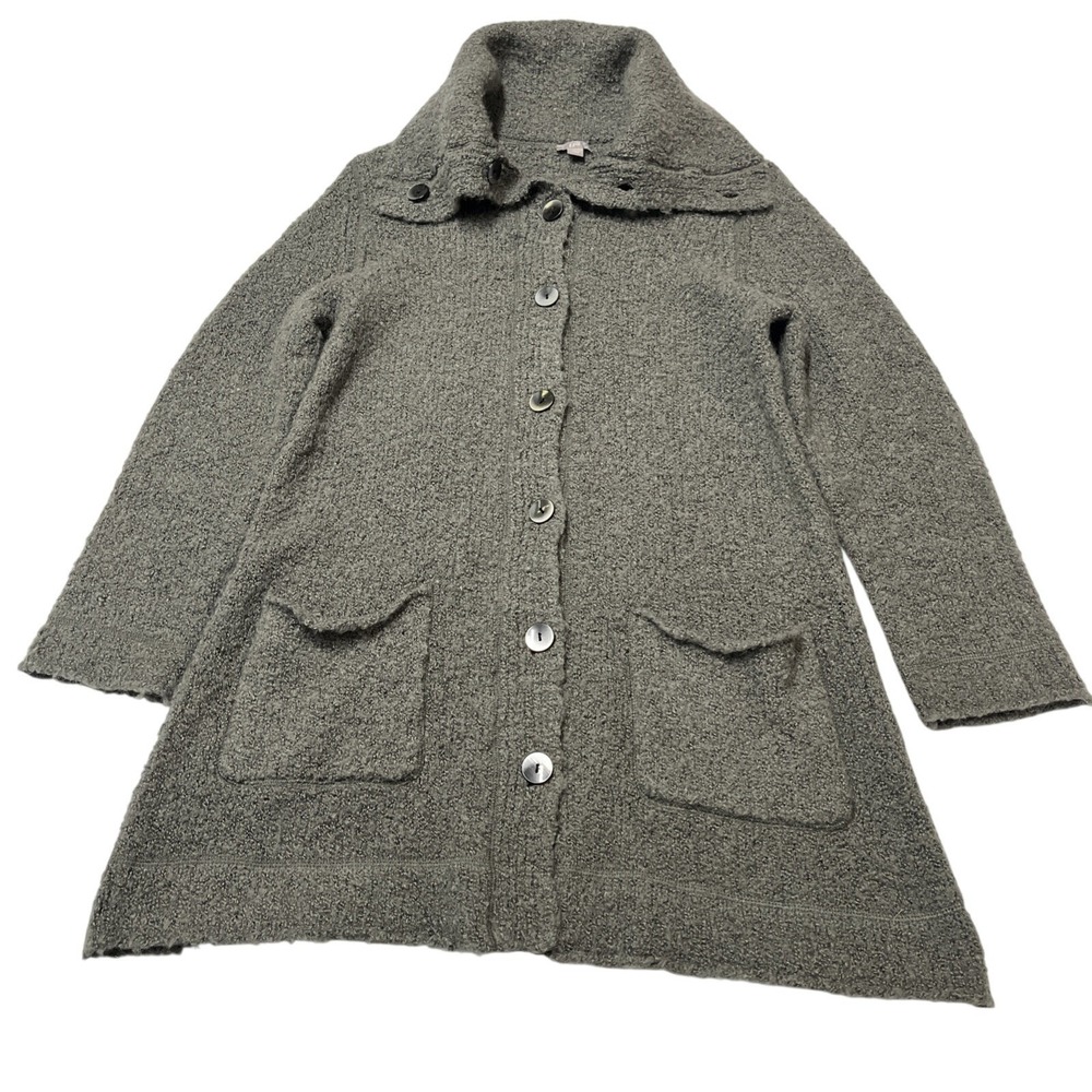 J Jill Sweater Gray Wool Alpaca‎ Blend Long Cardigan Size L Cozy Slouchy Comfort